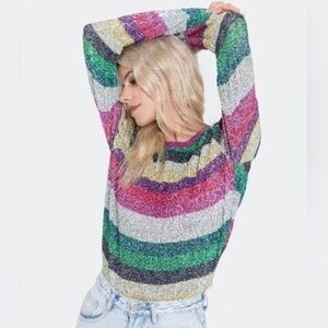 Women’s Grey Lab Los Angeles Block Striped Sequin Long Sleeve